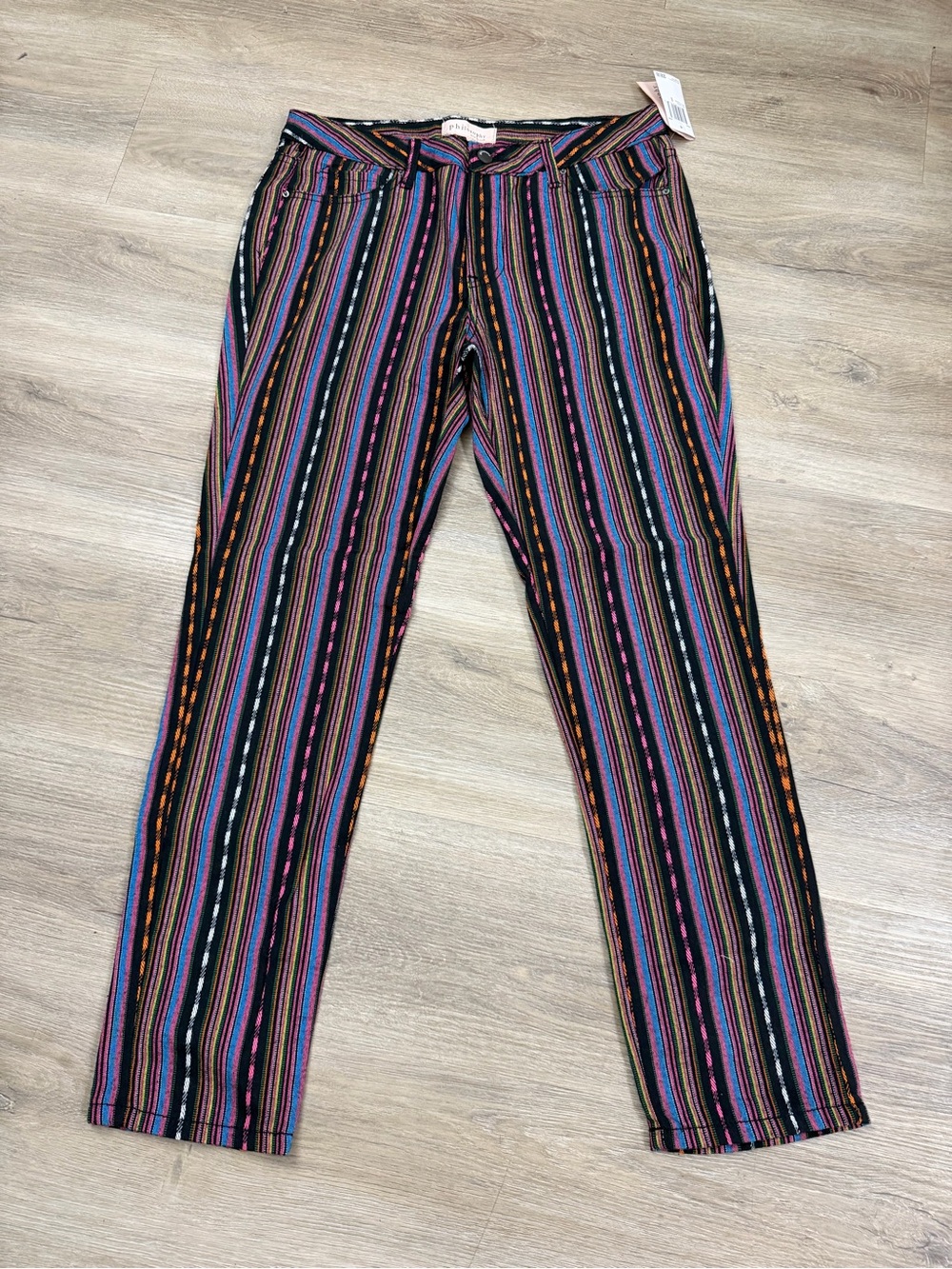 New Philosophy Striped Straight Leg Pants Women’s Size 6 Boho Festival NWT 0086